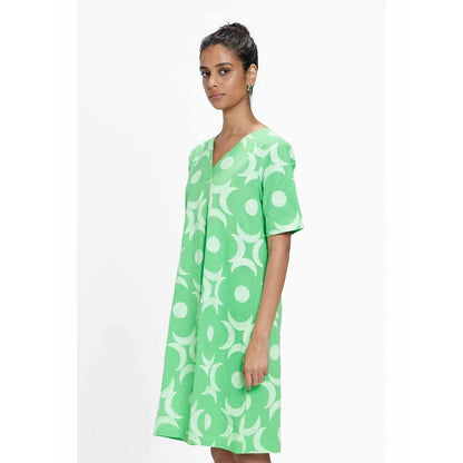 TERRA LUNA Grace Green Printed Dress