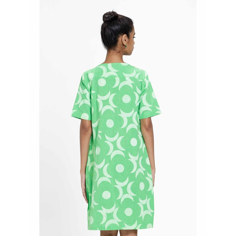 TERRA LUNA Grace Green Printed Dress