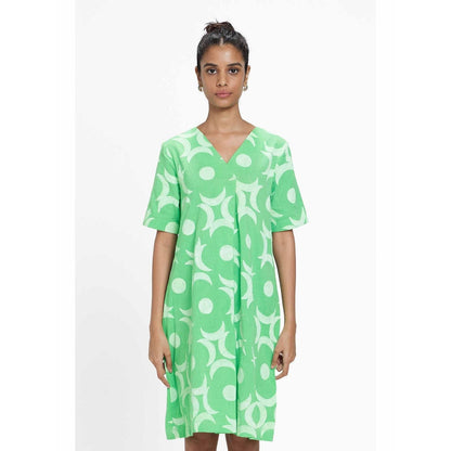 TERRA LUNA Grace Green Printed Dress