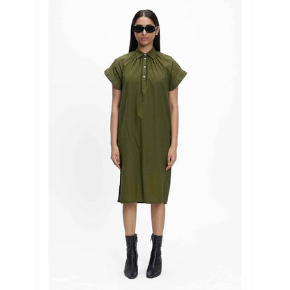 TERRA LUNA Leela Olive Solid Dress