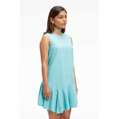 TERRA LUNA Liv Turquoise Solid Dress