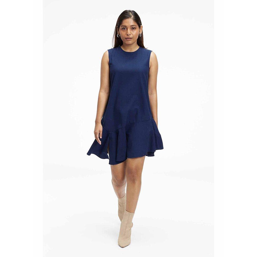 TERRA LUNA Liv Navy Blue Solid Dress