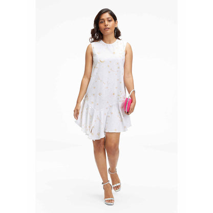 TERRA LUNA Liv White Printed Dress