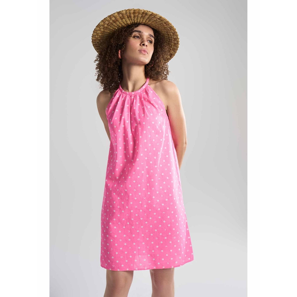 TERRA LUNA Saba Pink Polka Dots Dress
