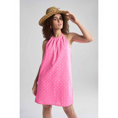 TERRA LUNA Saba Pink Polka Dots Dress