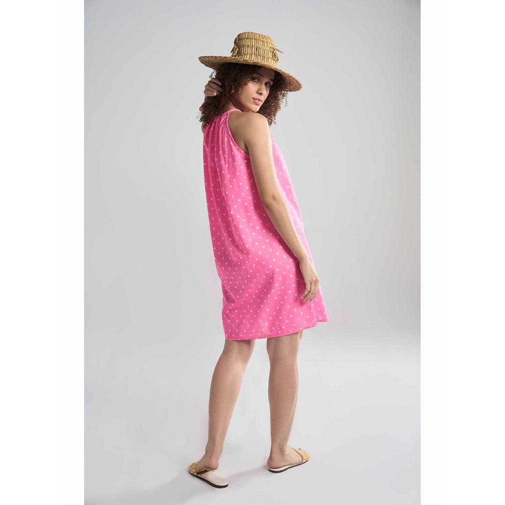 TERRA LUNA Saba Pink Polka Dots Dress