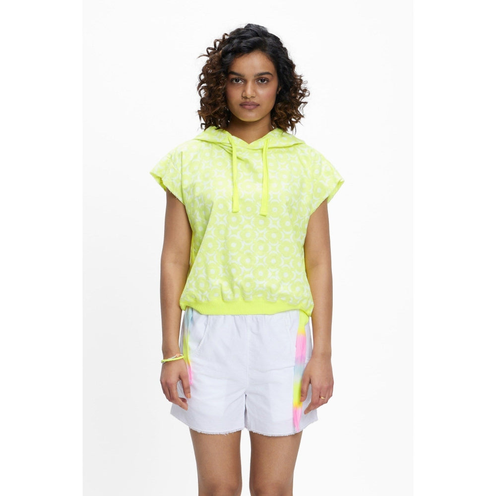 TERRA LUNA Sadet Yellow Printed Hoodie