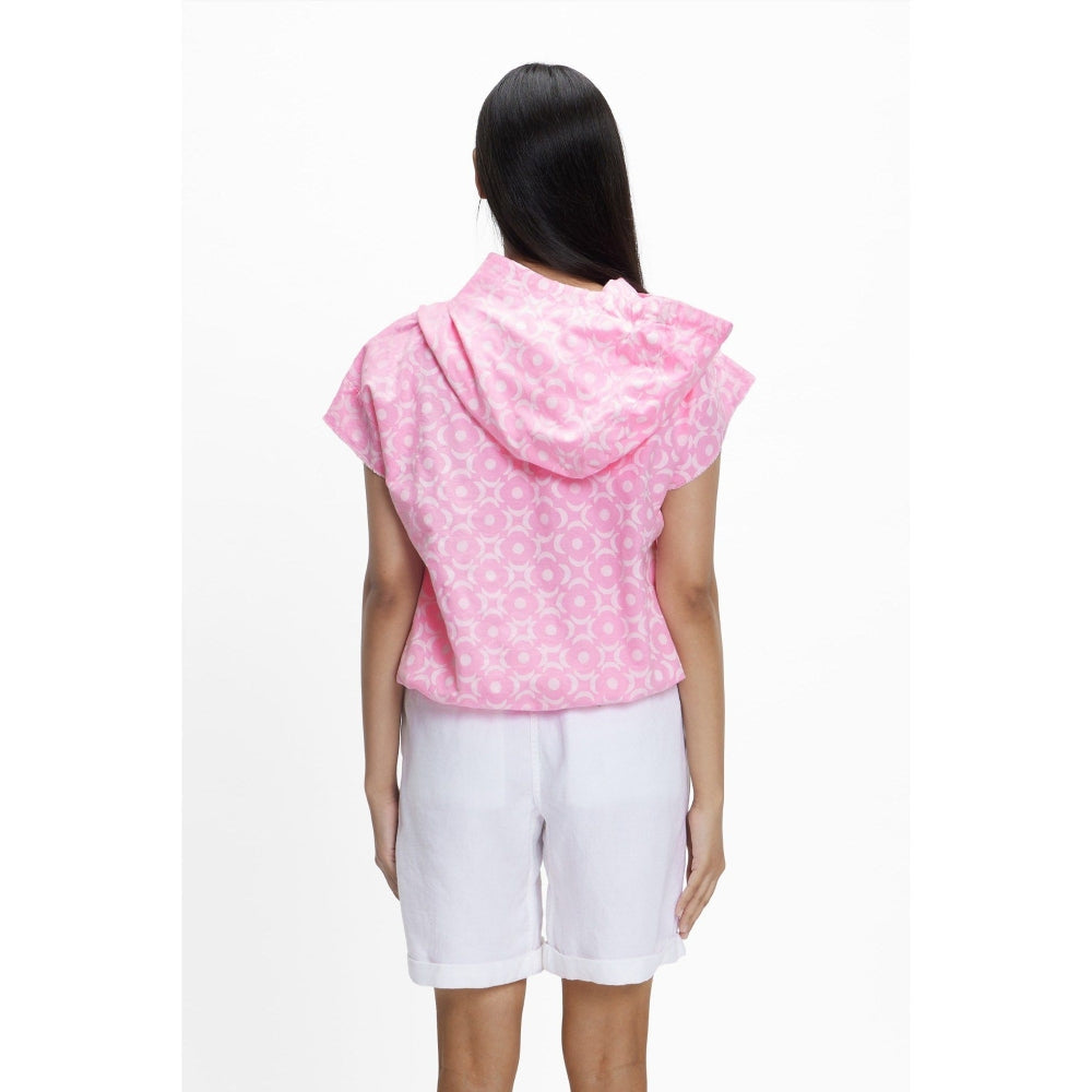 TERRA LUNA Sadet Pink Printed Hoodie