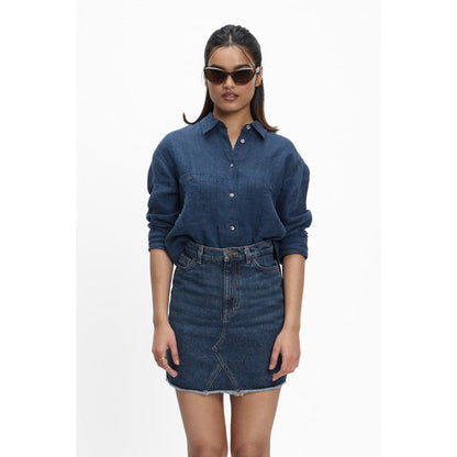 TERRA LUNA Panoi Navy Blue Solid Shirt