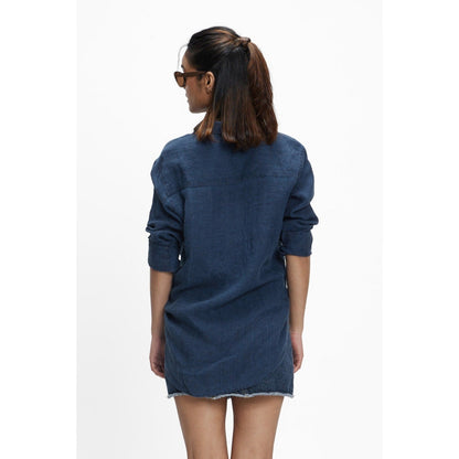 TERRA LUNA Panoi Navy Blue Solid Shirt