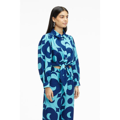 TERRA LUNA Nitsa Blue Printed Shirt