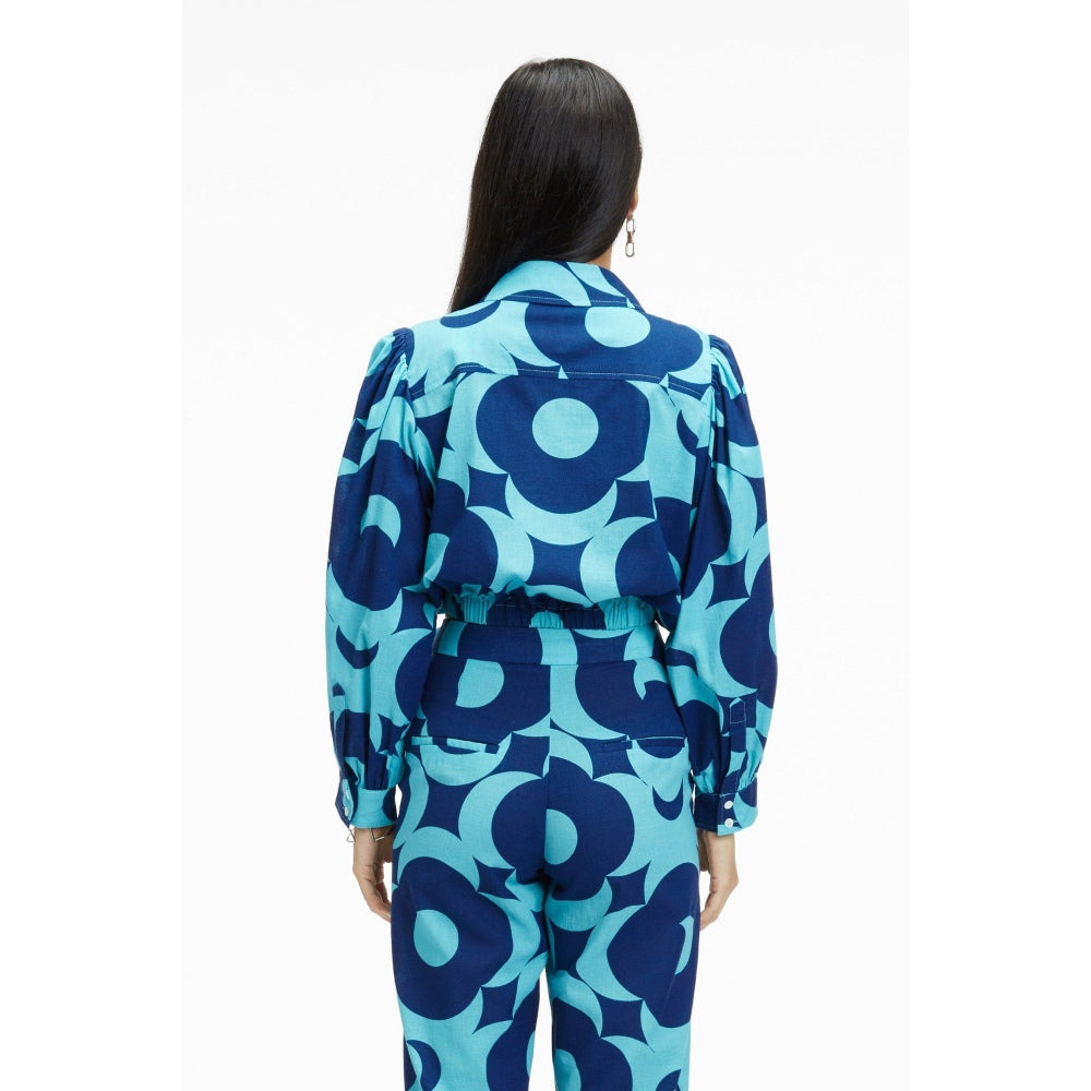 TERRA LUNA Nitsa Blue Printed Shirt