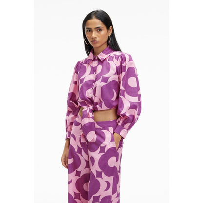 TERRA LUNA Nitsa Purple Printed Shirt