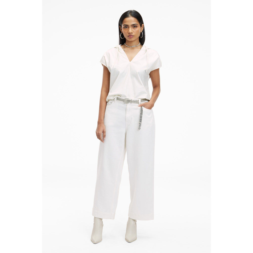 TERRA LUNA Riobo White Solid Hoodie