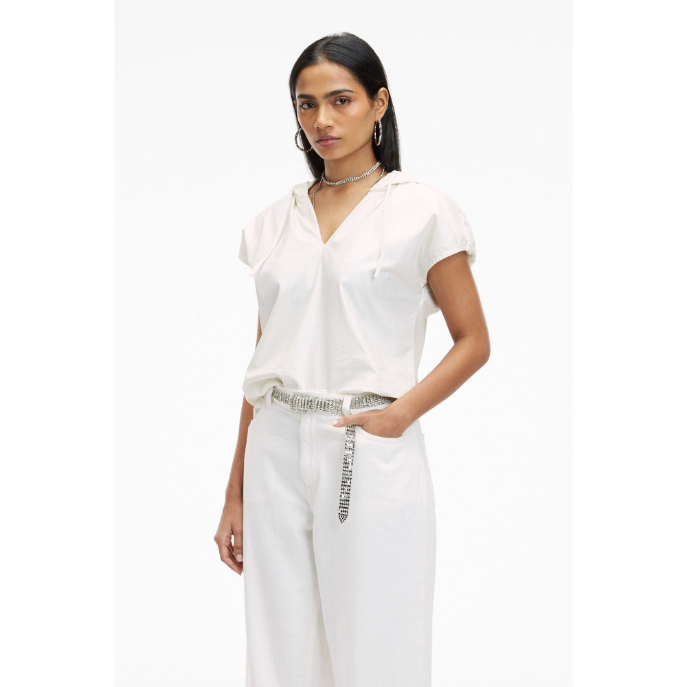 TERRA LUNA Riobo White Solid Hoodie