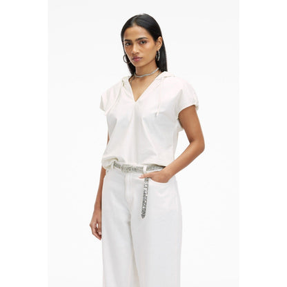 TERRA LUNA Riobo White Solid Hoodie