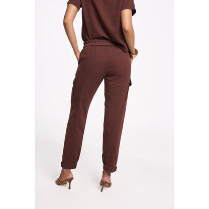 TERRA LUNA Women's Brown Cargo Solid Pant