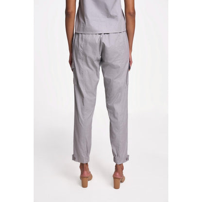 TERRA LUNA Women's Grey Cargo Solid Pant