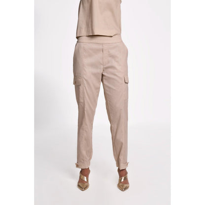 TERRA LUNA Women's Beige Cargo Solid Pant