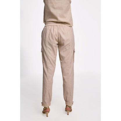TERRA LUNA Women's Beige Cargo Solid Pant