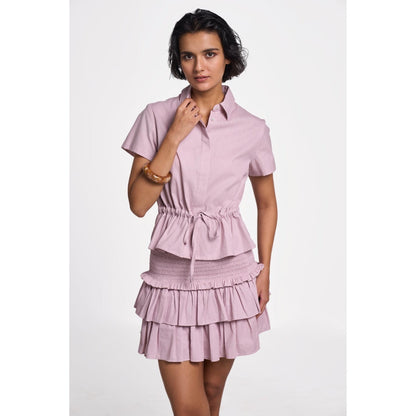 TERRA LUNA Danica Pink No Pocket Collar Neck Shirt