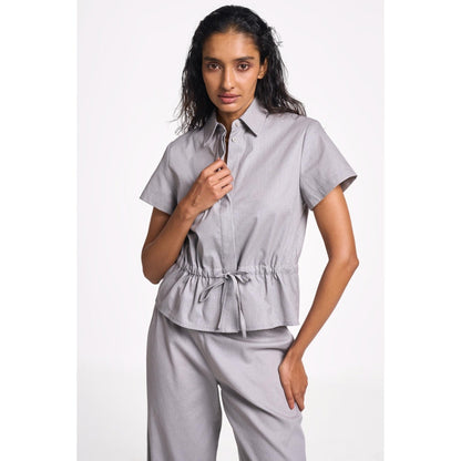 TERRA LUNA Danica Grey No Pocket Collar Neck Shirt