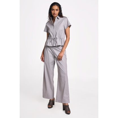 TERRA LUNA Danica Grey No Pocket Collar Neck Shirt