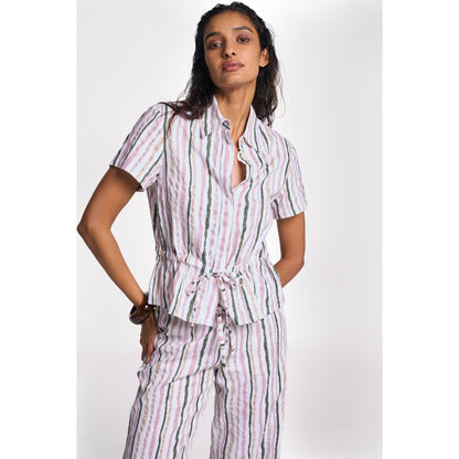 TERRA LUNA Danica Stripes Collar Neck Shirt