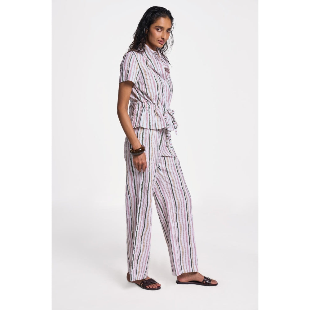 TERRA LUNA Danica Stripes Collar Neck Shirt