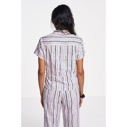 TERRA LUNA Danica Stripes Collar Neck Shirt
