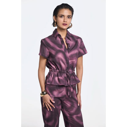 TERRA LUNA Danica Purple No Pocket Collar Neck Shirt