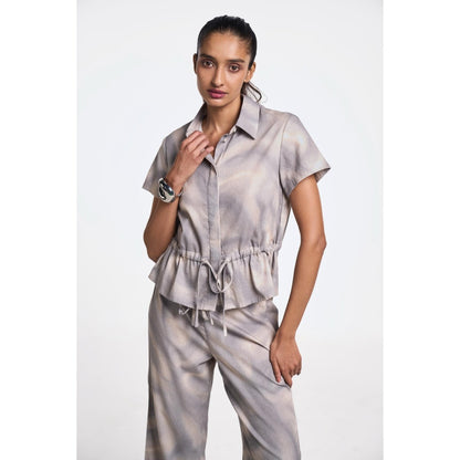 TERRA LUNA Danica Grey No Pocket Collar Neck Shirt