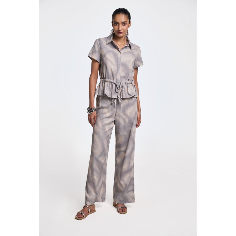 TERRA LUNA Danica Grey No Pocket Collar Neck Shirt