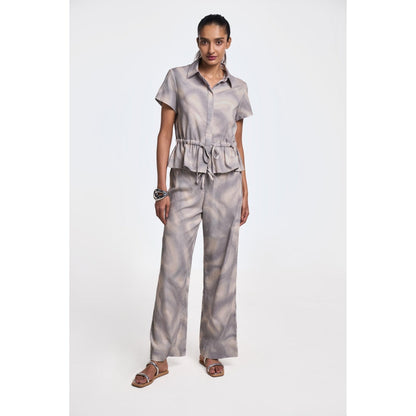 TERRA LUNA Danica Grey No Pocket Collar Neck Shirt