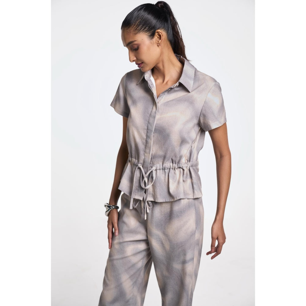 TERRA LUNA Danica Grey No Pocket Collar Neck Shirt