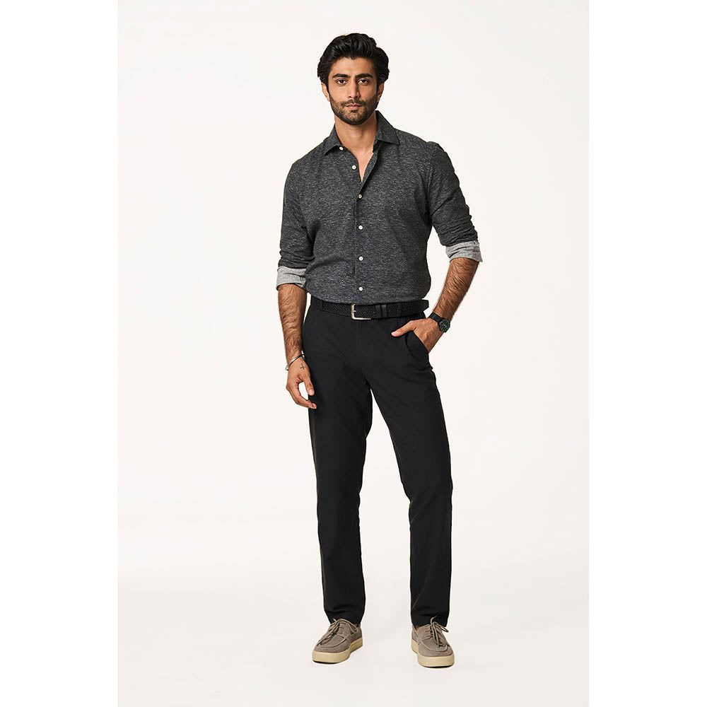 TERRA LUNA Black Solid Slim Fit Trouser