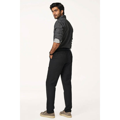 TERRA LUNA Black Solid Slim Fit Trouser