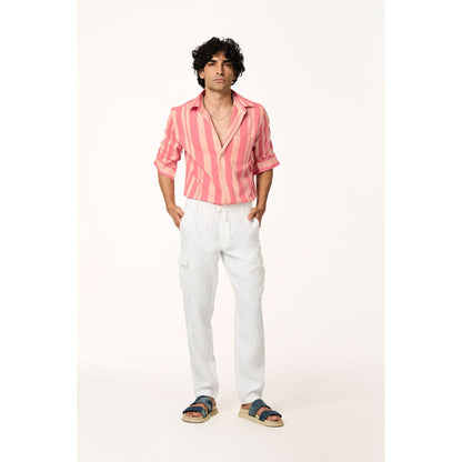 TERRA LUNA White Solid Straight Fit Trouser