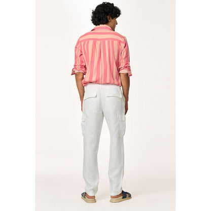 TERRA LUNA White Solid Straight Fit Trouser