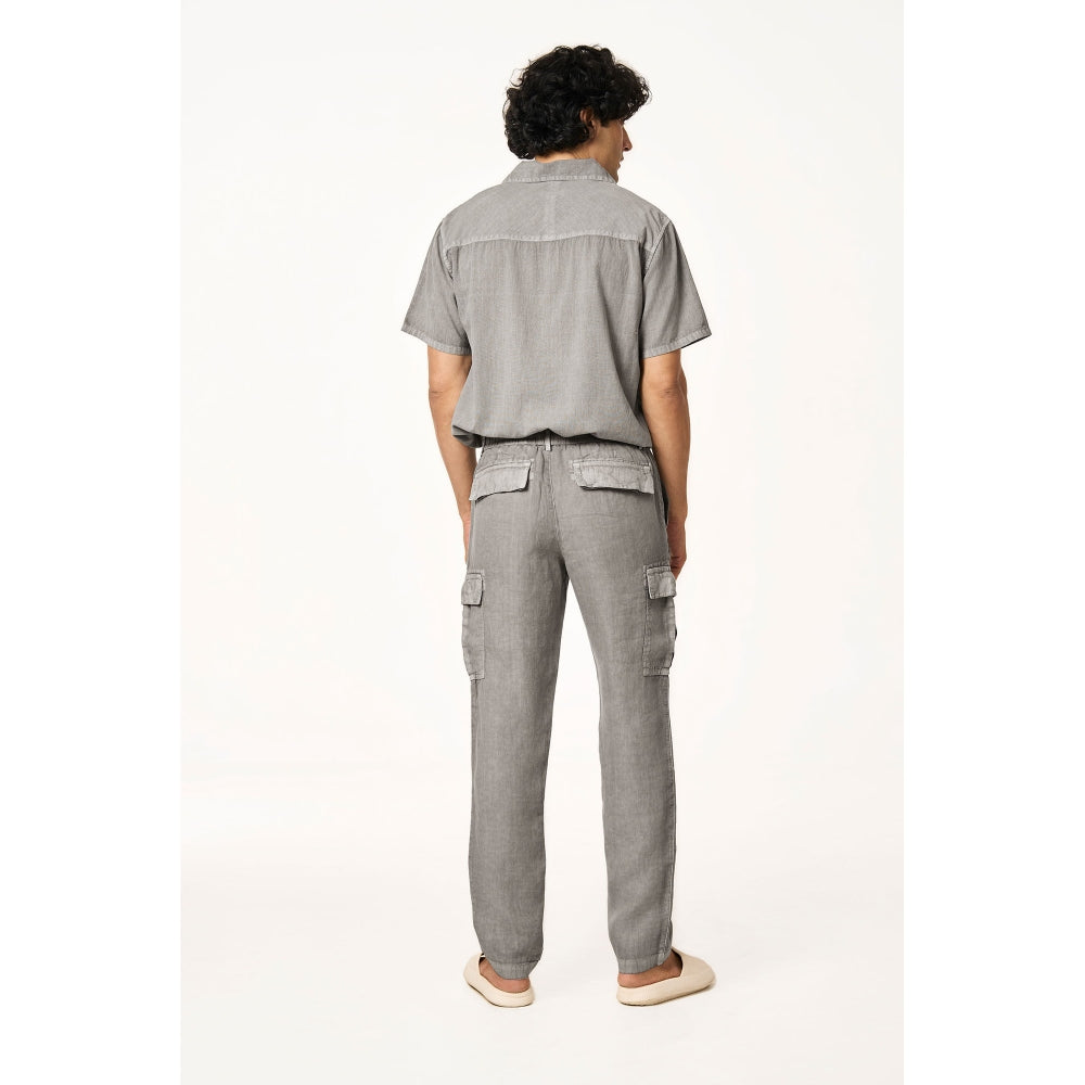 TERRA LUNA Grey Solid Straight Fit Trouser