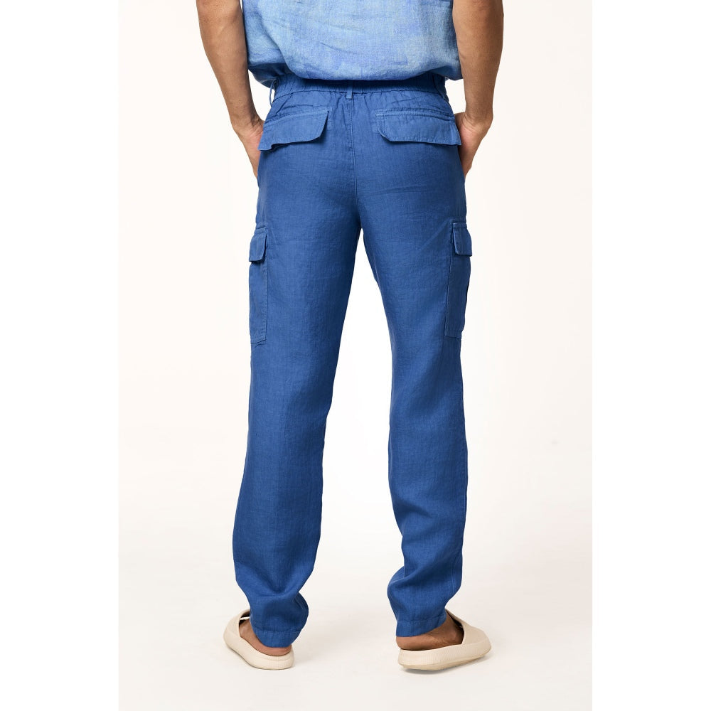 TERRA LUNA Blue Solid Straight Fit Trouser