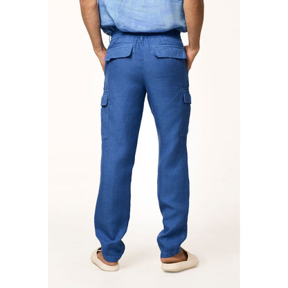 TERRA LUNA Blue Solid Straight Fit Trouser