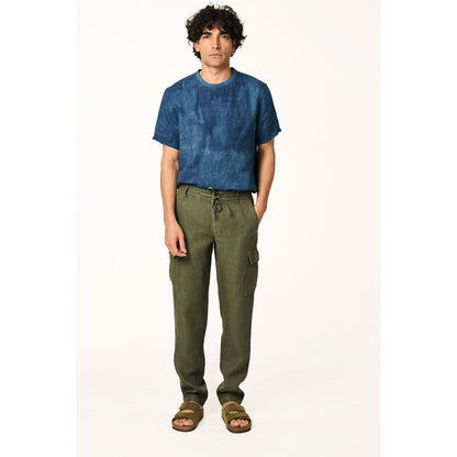 TERRA LUNA Olive Solid Straight Fit Trouser