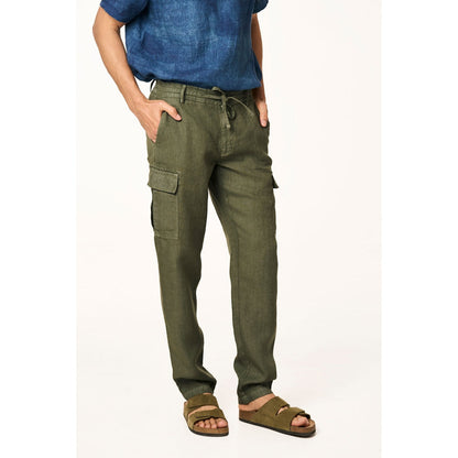 TERRA LUNA Olive Solid Straight Fit Trouser