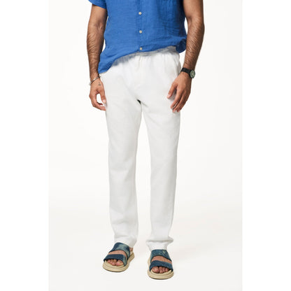 TERRA LUNA White Solid Relaxed Fit Trouser