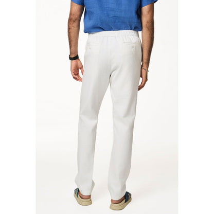 TERRA LUNA White Solid Relaxed Fit Trouser