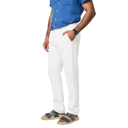 TERRA LUNA White Solid Relaxed Fit Trouser