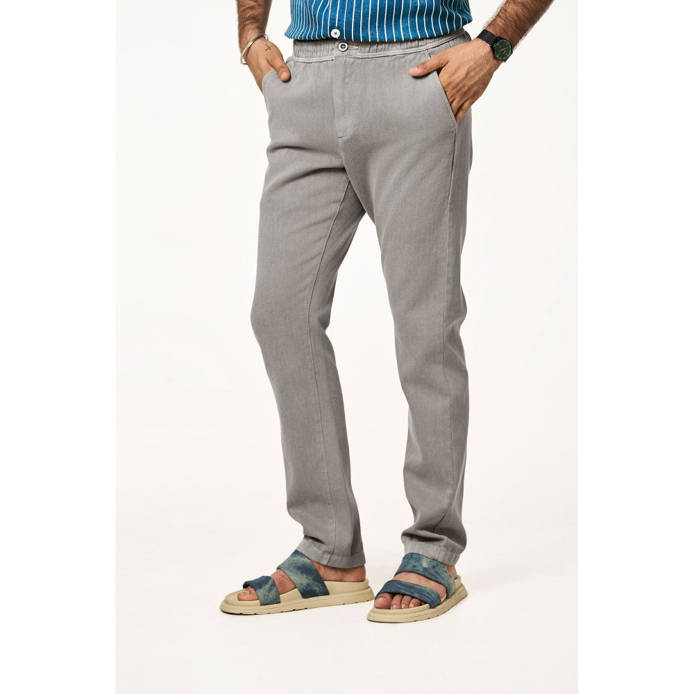 TERRA LUNA Grey Solid Relaxed Fit Trouser
