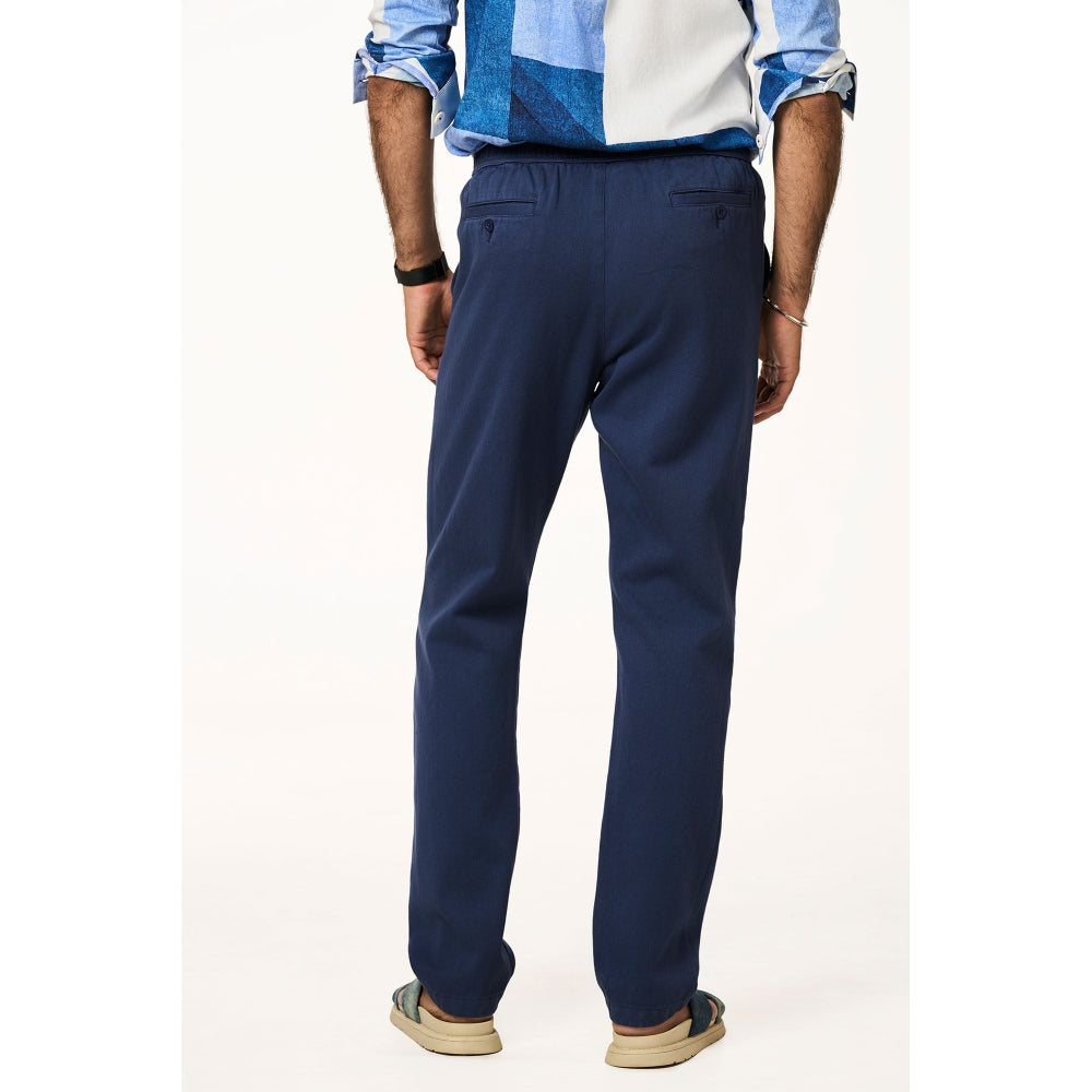 TERRA LUNA Navy Blue Solid Relaxed Fit Trouser