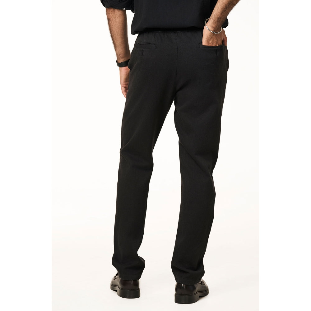 TERRA LUNA Black Solid Relaxed Fit Trouser